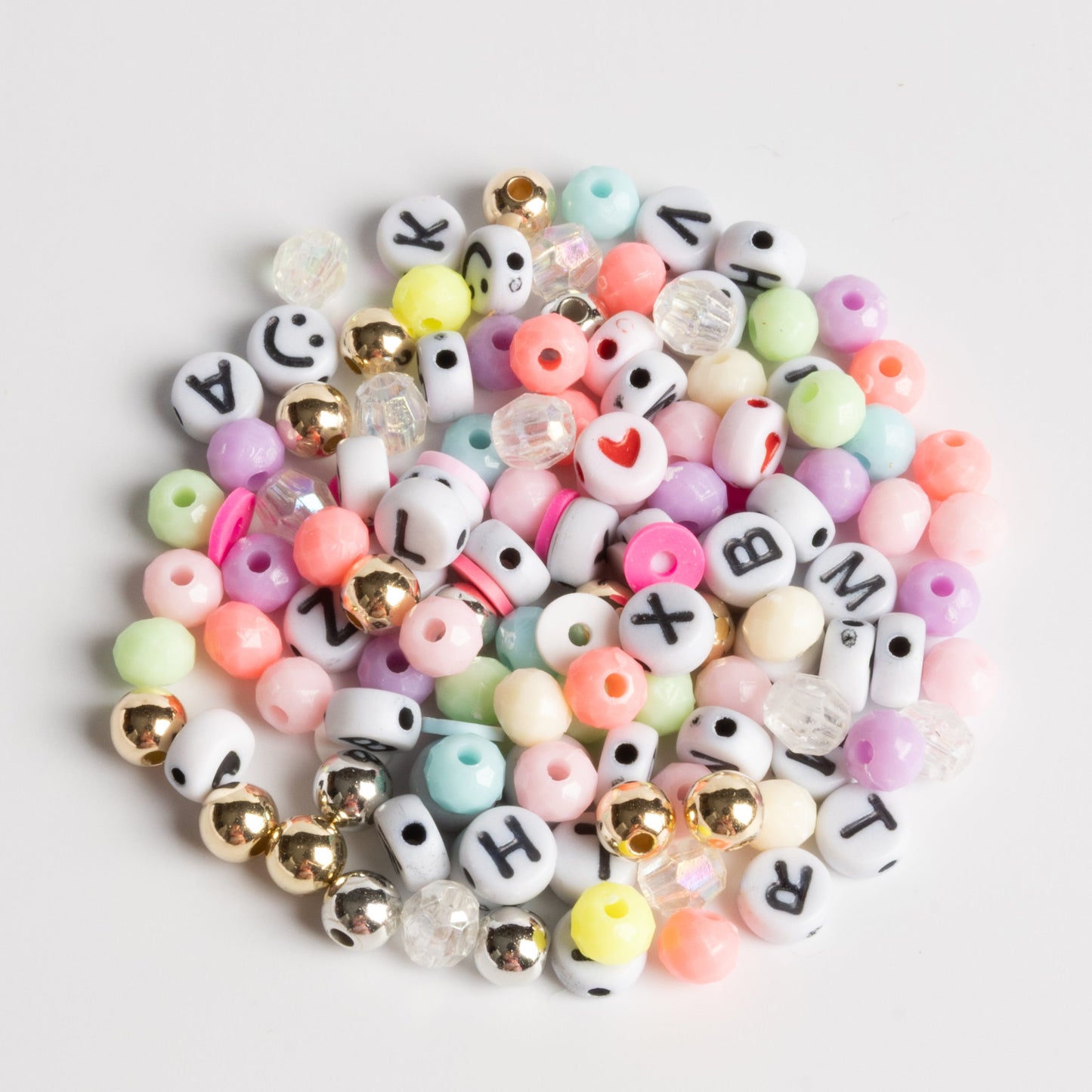 BFF Bestie Friendship Bracelet Making Bead Kit with Letter Beads Pastel Mix and Winged Heart Charm DIY Jar