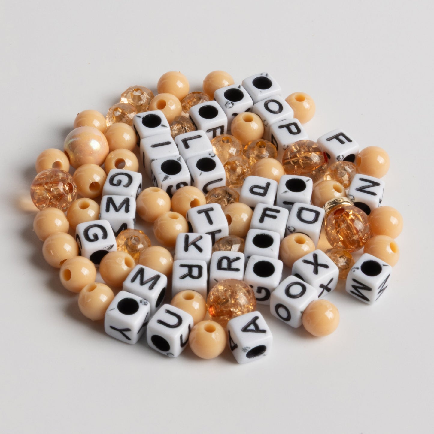 Blessed Evil Eye Charm Classic Block Letter Beads and Neutral Colored Beads DIY Jar