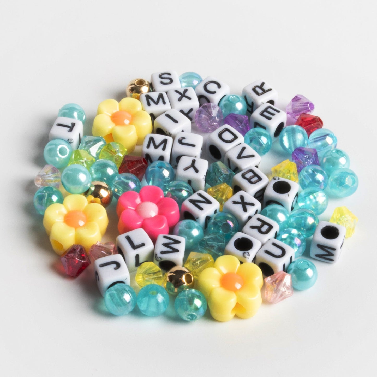 Swim Rubber Duckie Charm Aqua Beads Pastel Flower Beads DIY Jar