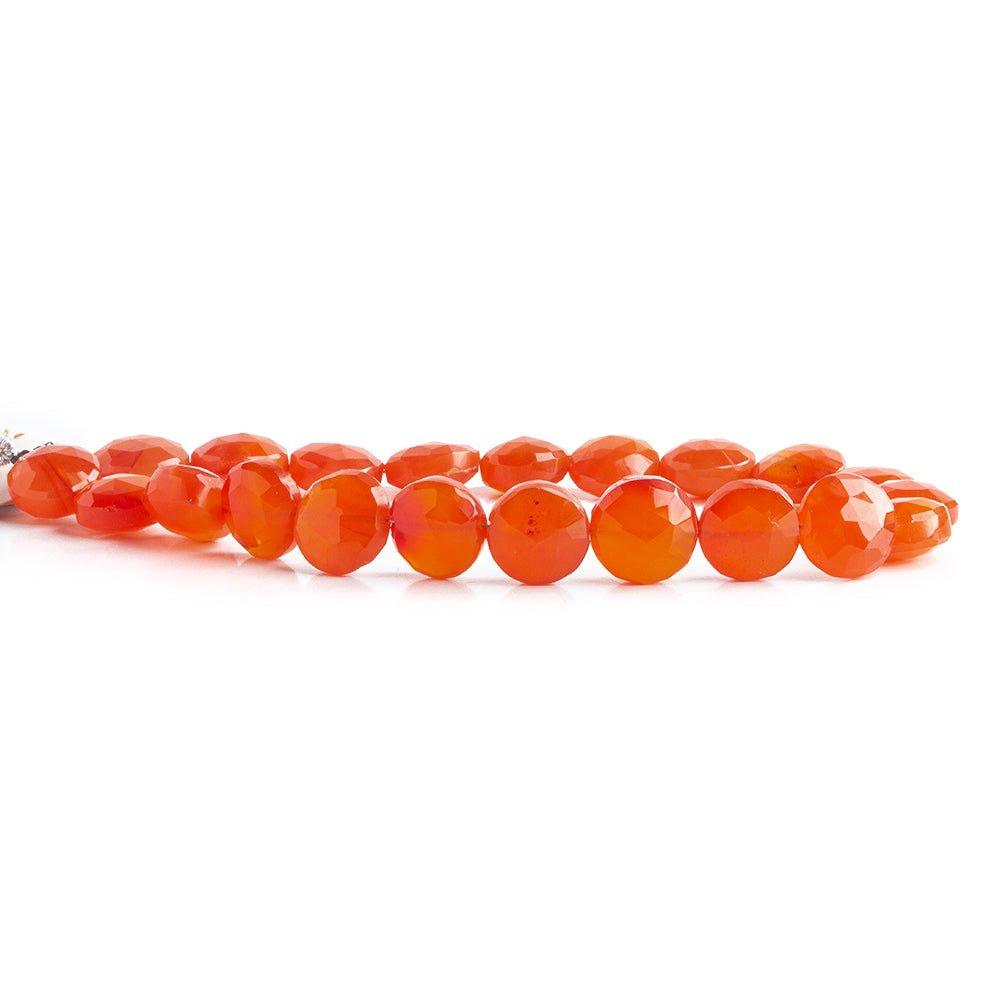 10mm Carnelian faceted coins 7.5 inch 21 beads