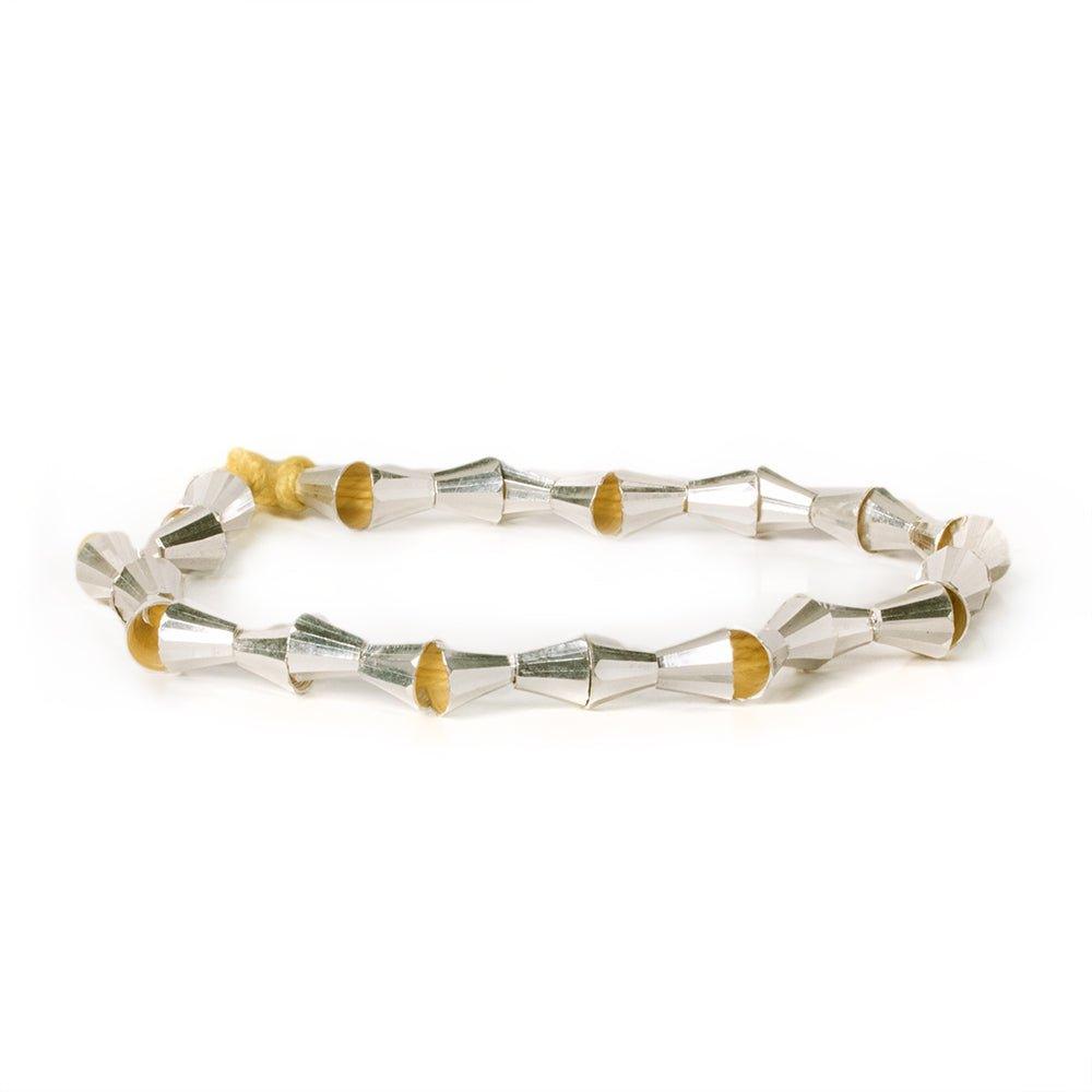 6mm Sterling Silver Plated Brass Faceted Cone Beads, 8 inch