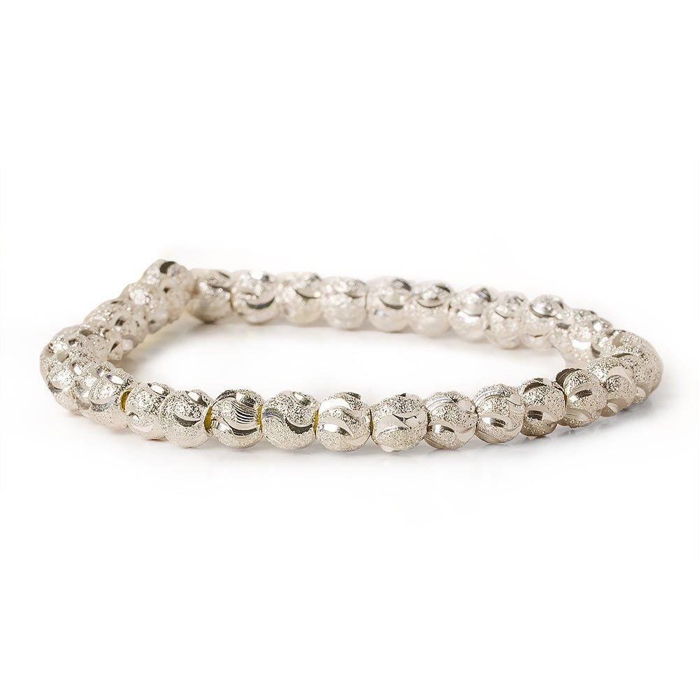 6mm Sterling Silver Plated Brass Half Moon Stardust Rounds 8 inch 37 beads