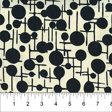 Black & Cream Retro Dot Grid Bubble Pop 83703-11 Cotton 44/45 Fabric Per Yard