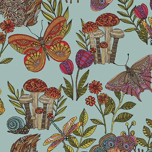 Blue Green Teal Small Wonders Toss Cotton 44"/45" Fabric Per Yard