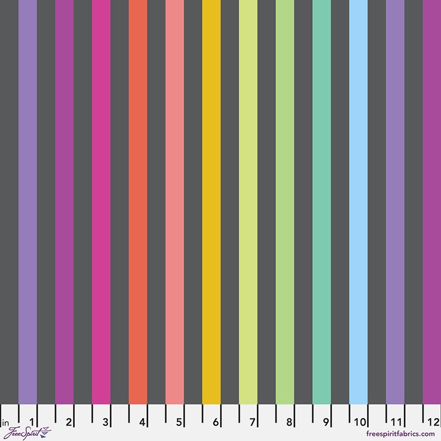 Carbon Disco Stripe True Colors 43/44" Cotton Fabric Per Yard