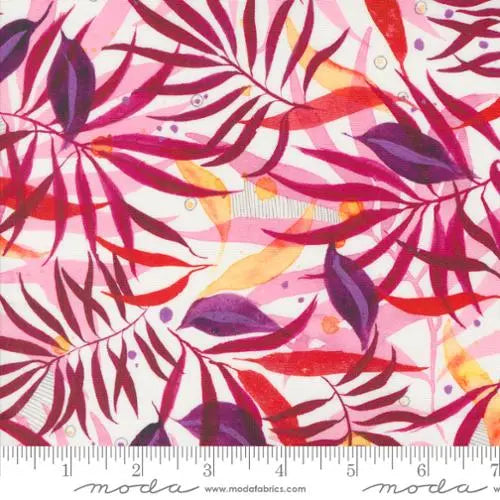 Coming Up Roses Leaf Watercolor Pink 44"/45" Fabric Per Yard