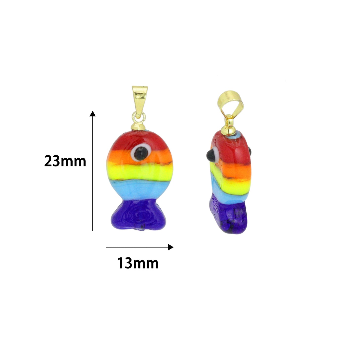 Colorful Enamel Rainbow Fish Pendant For Necklace Bracelet Jewelry Making Supply, Fish Charm, Sku#EF825