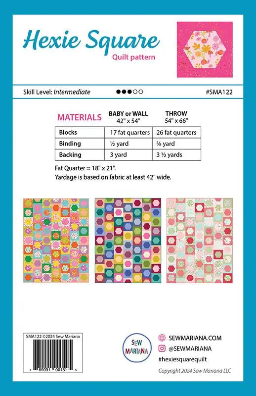 Hexie Square Quilt Pattern by Sew Mariana