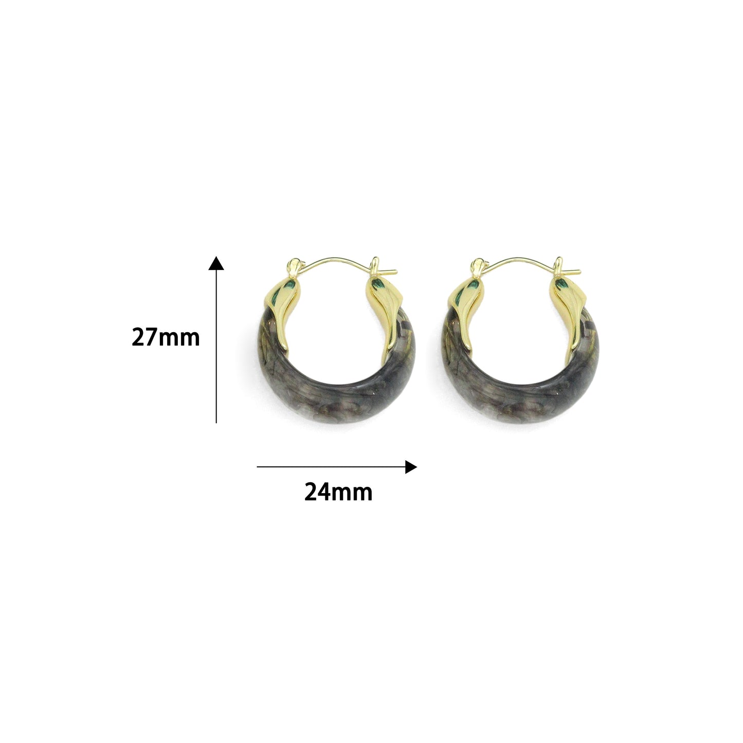 Acrylic Resin Drop & Hoop Earrings with Gold Accents, Sku#JL212
