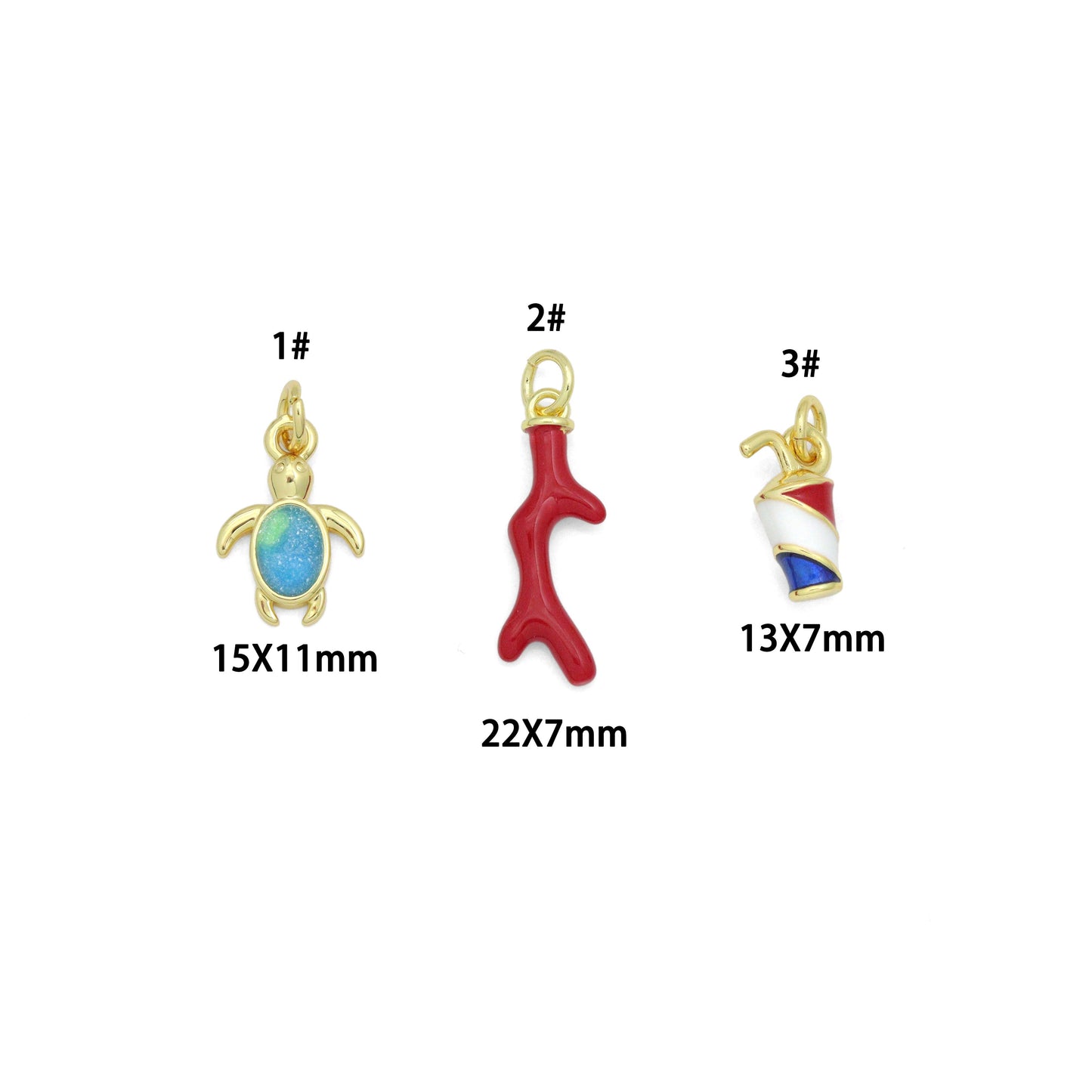 Blue Opal Tortoise Red Coral Coke Pendant charm, Sku#LD765