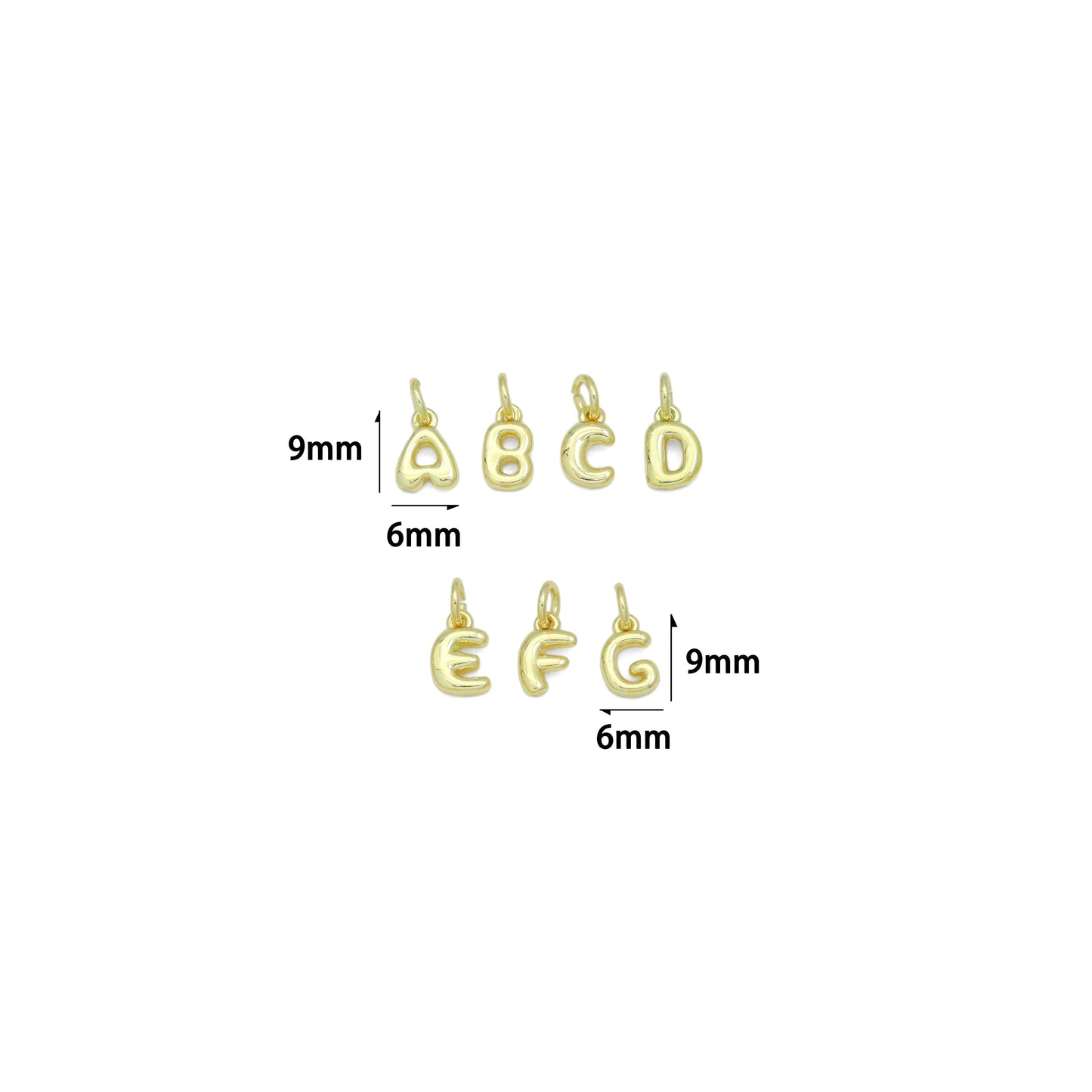Small Bubble Initial charm, Alphabet Initial Charm Pendant, Sku#LX894