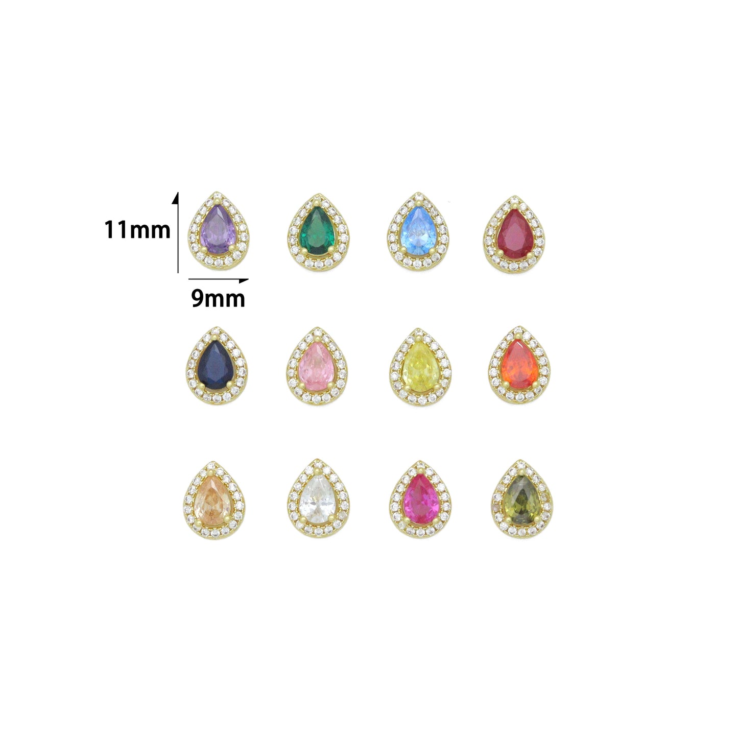 Gold Colorful Teardrop CZ Pendant charm, Sku#LX918