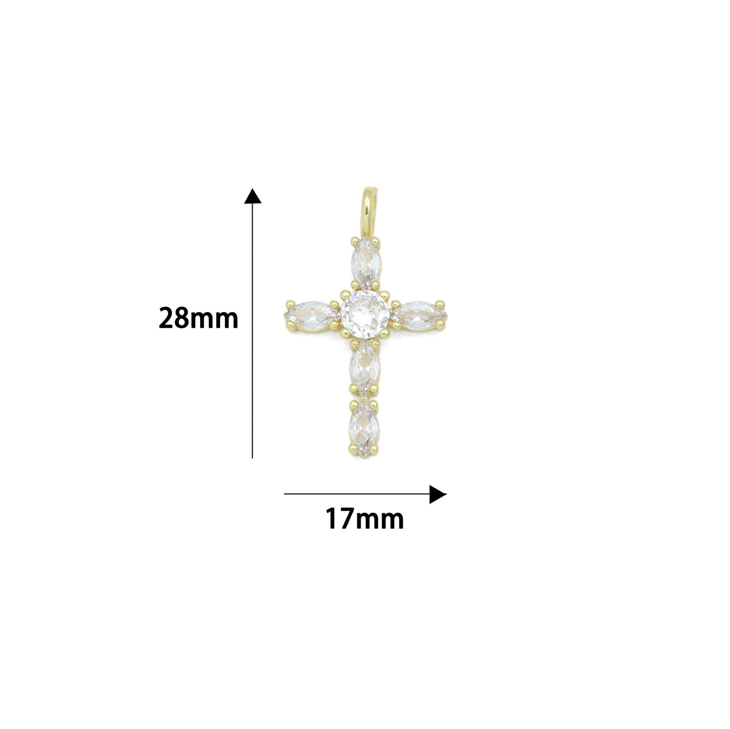 Gold Cross Pendant Collection – Clear, Pink & Green Crystal, Sku#LX958