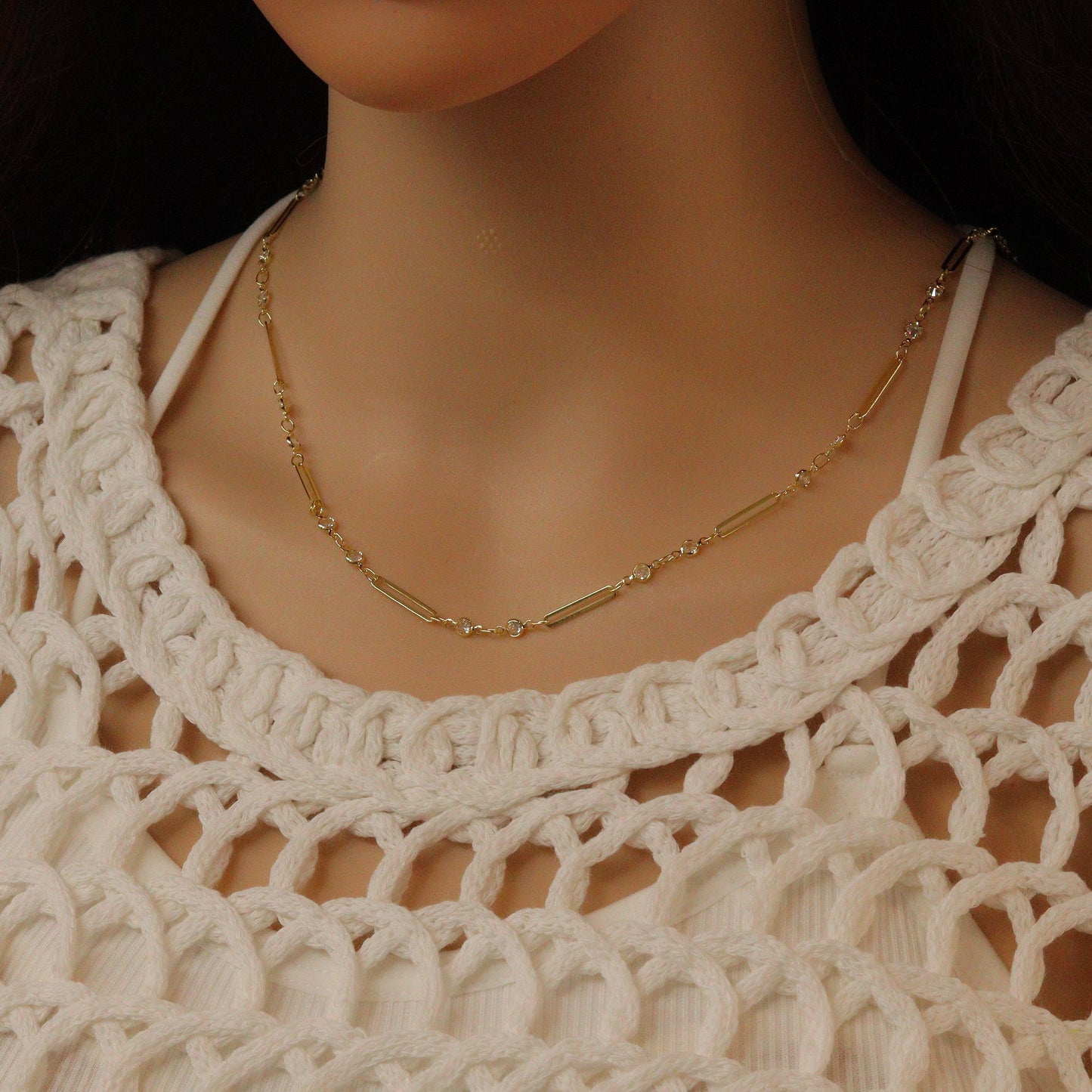 Wholesale paperclip link CZ chain by Yard, sku#LX959