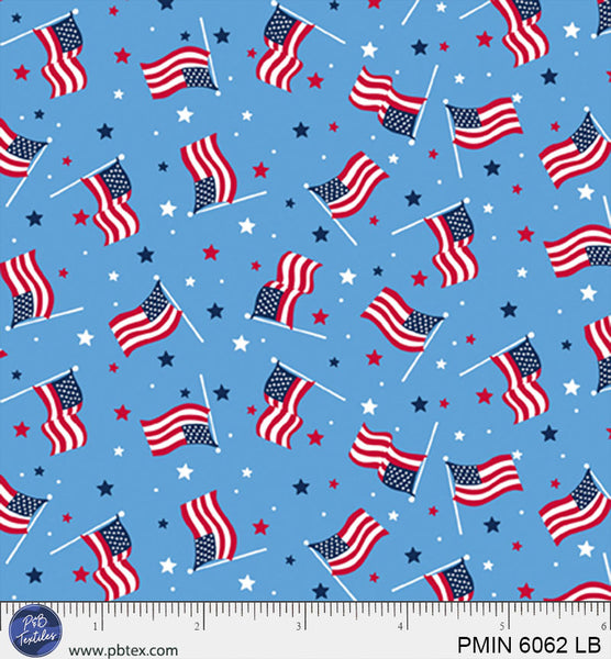 Light Blue Patriotic Minis PMIN-6062-LB Cotton 44/45 Fabric Per Yard