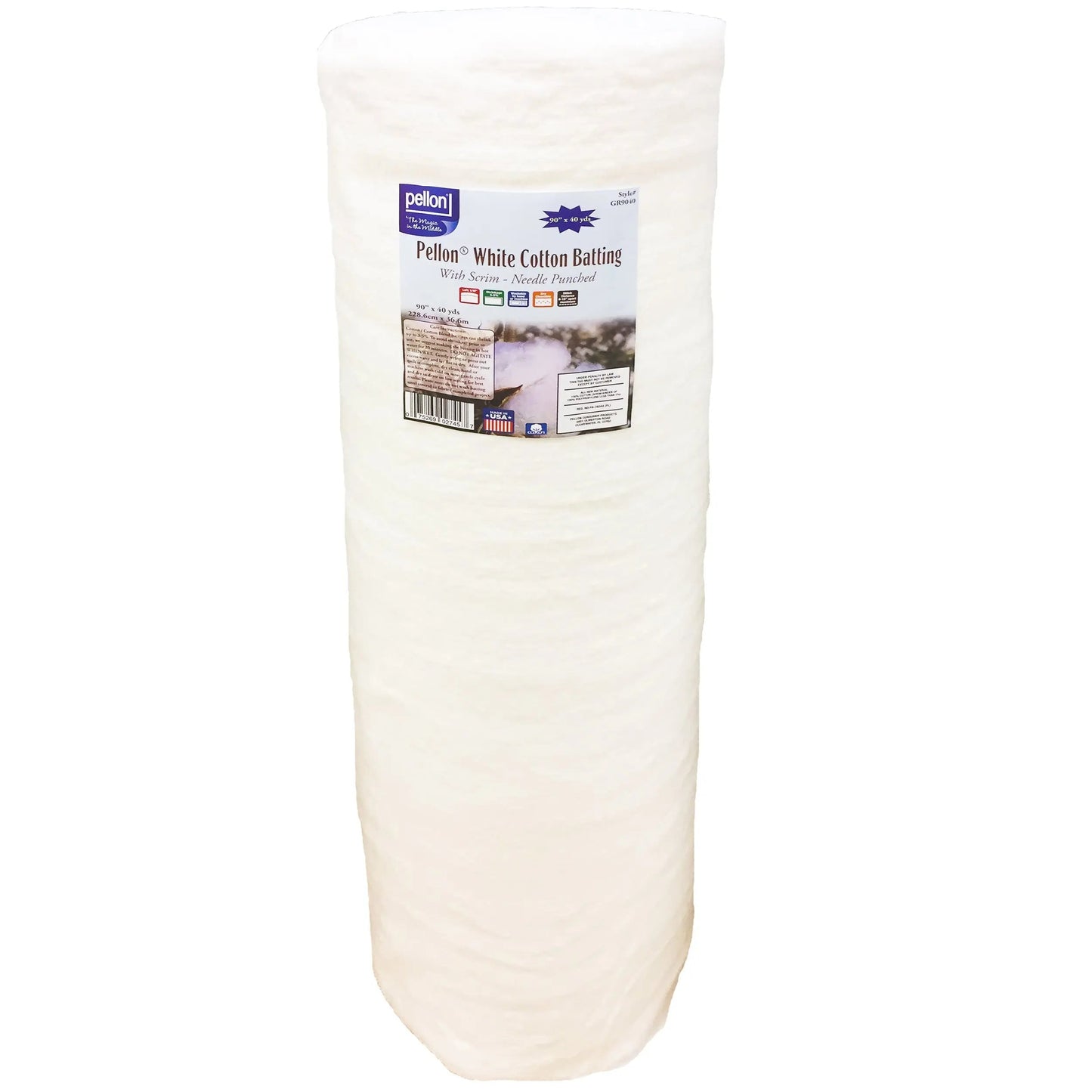 Pellon® White Cotton Batting With Scrim 90" x 40 yards Roll.