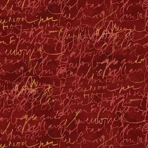 Red Fluidity Script Small Cotton 44/45" Fabric Per Yard