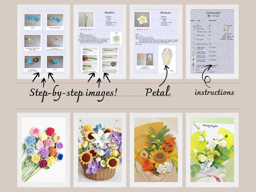 800+ Ultimate Flower Crochet Pattern Bundle | Perfect for Weddings, Motherâs Day & Graduation Bouquets | Roses, Tulips & More | PDF Download
