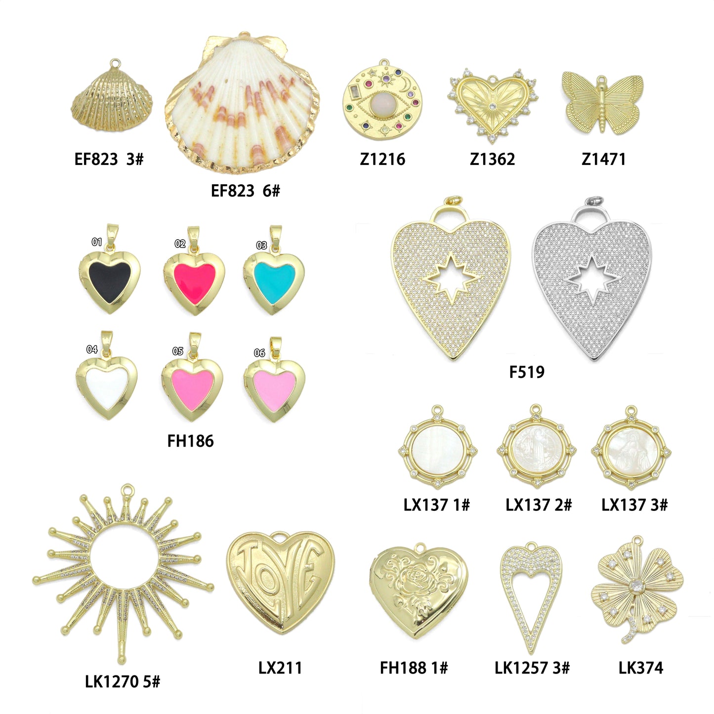 MIXED Detachable Center Pendant for Scarf & charm bar necklace, EFC-3