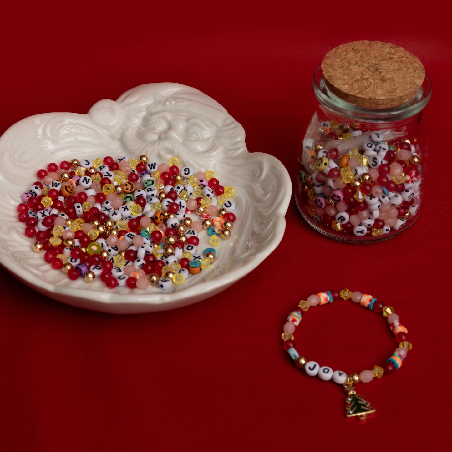 Christmas Joy to the World Nostalgic Colors Letter Bead DIY Jar