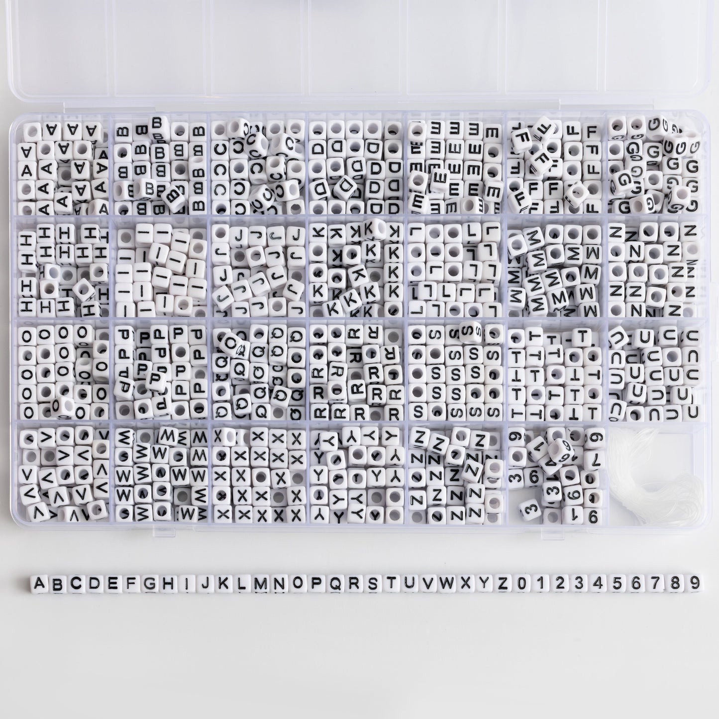 Classic Cube Letter Bead Black and White Alphabet Bead Large Box DIY Kit