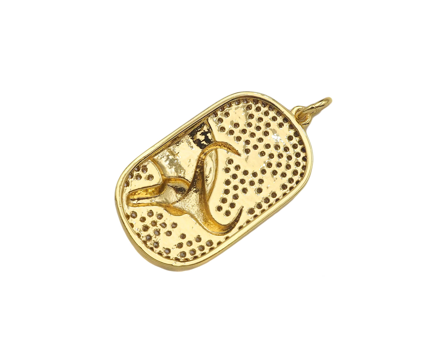 CZ Micro Pave Ox-head On Oval Shape Pendant/Charm,SKU#F1391