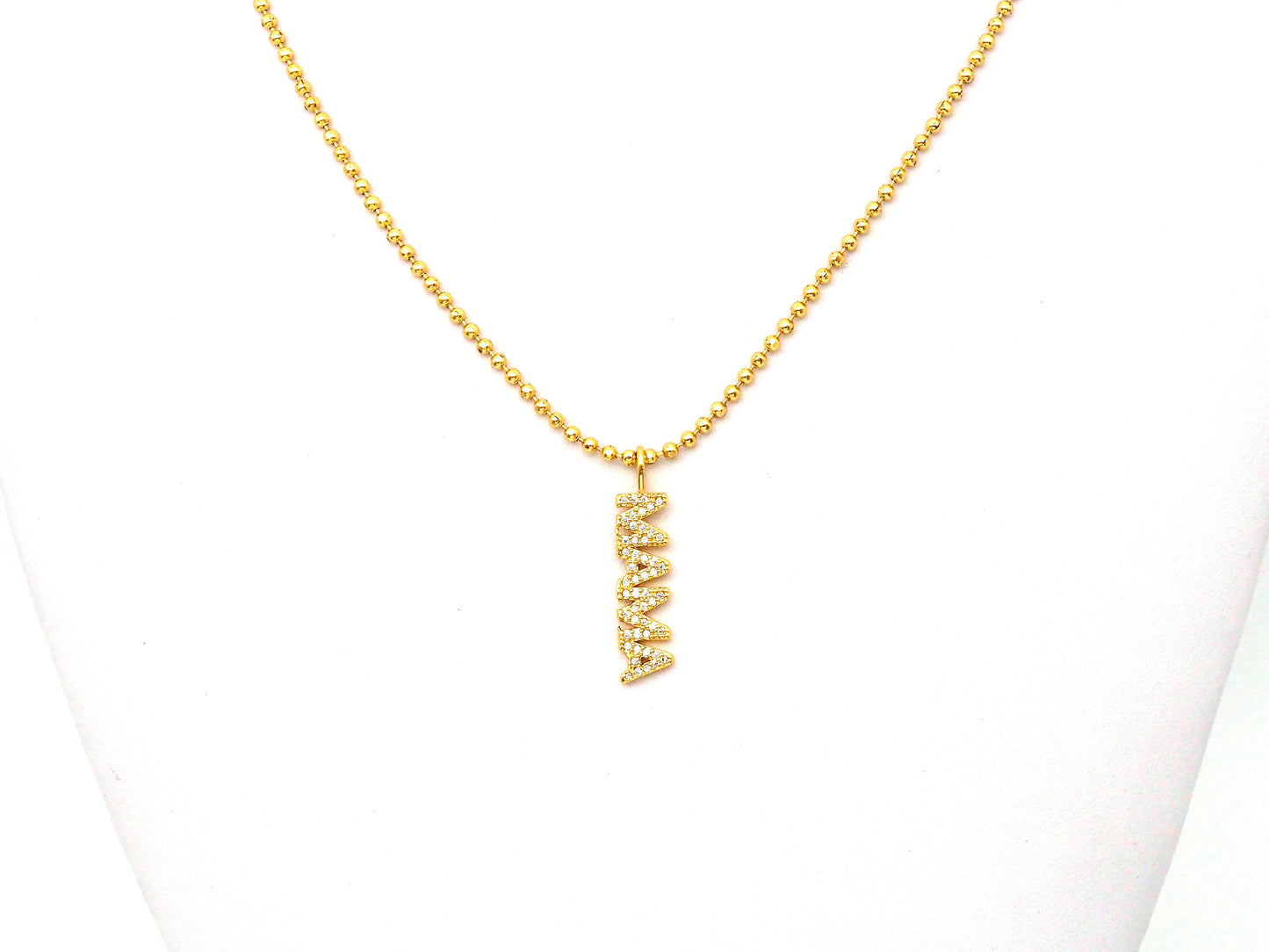 Clear CZ Gold Silver MAMA Word Pendant charm, Sku#LD136