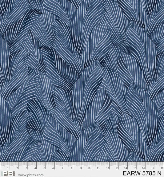 108" Earth Tones Dark Blue Leaf Cotton Wideback Fabric per yard