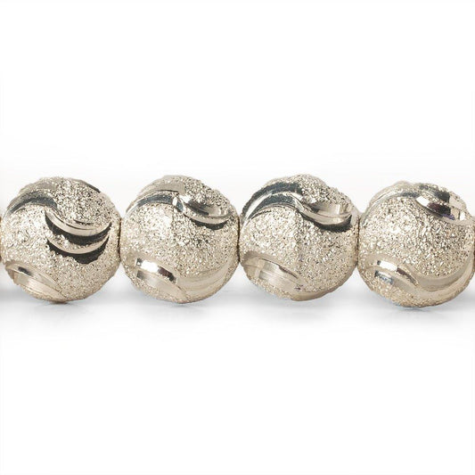 10mm Sterling Silver Plated Brass Stardust Wave Round Beads, 8 inch