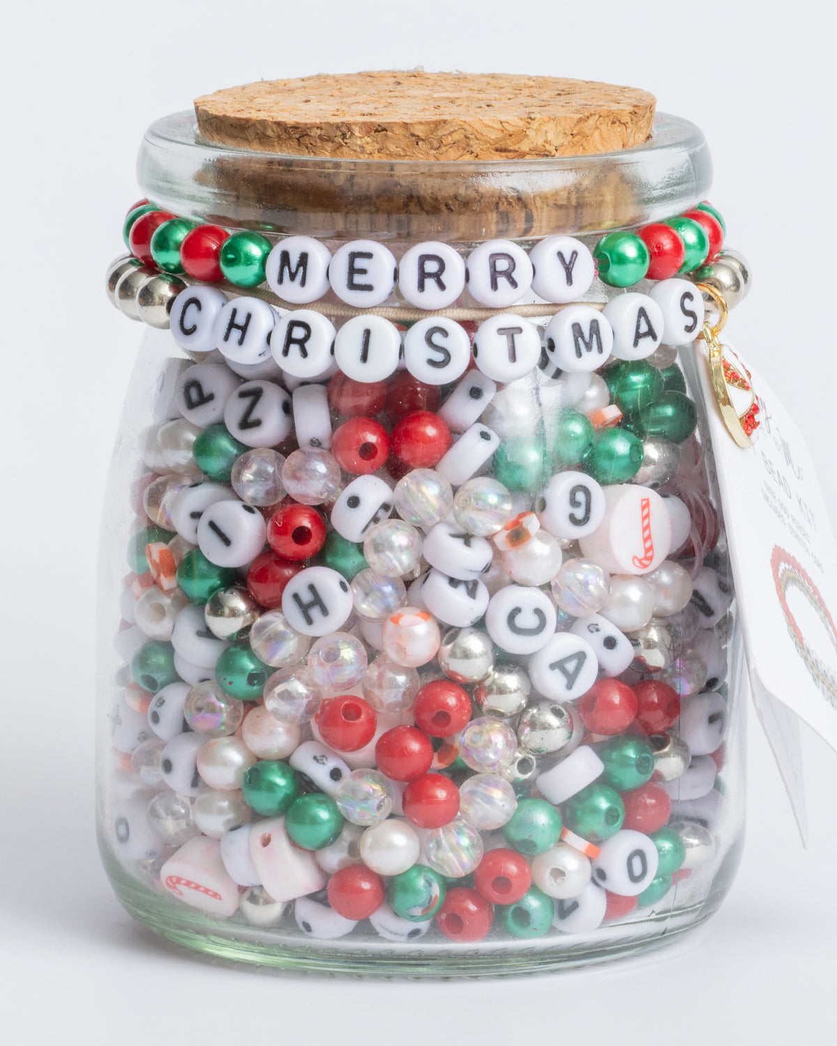 Peppermint and Pearl Christmas DIY Letter Bead Jar