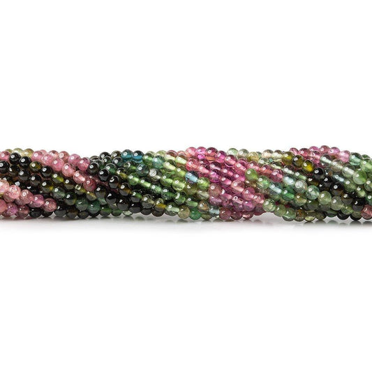 2mm Multi Color Tourmaline Plain Round Beads, 15 inch