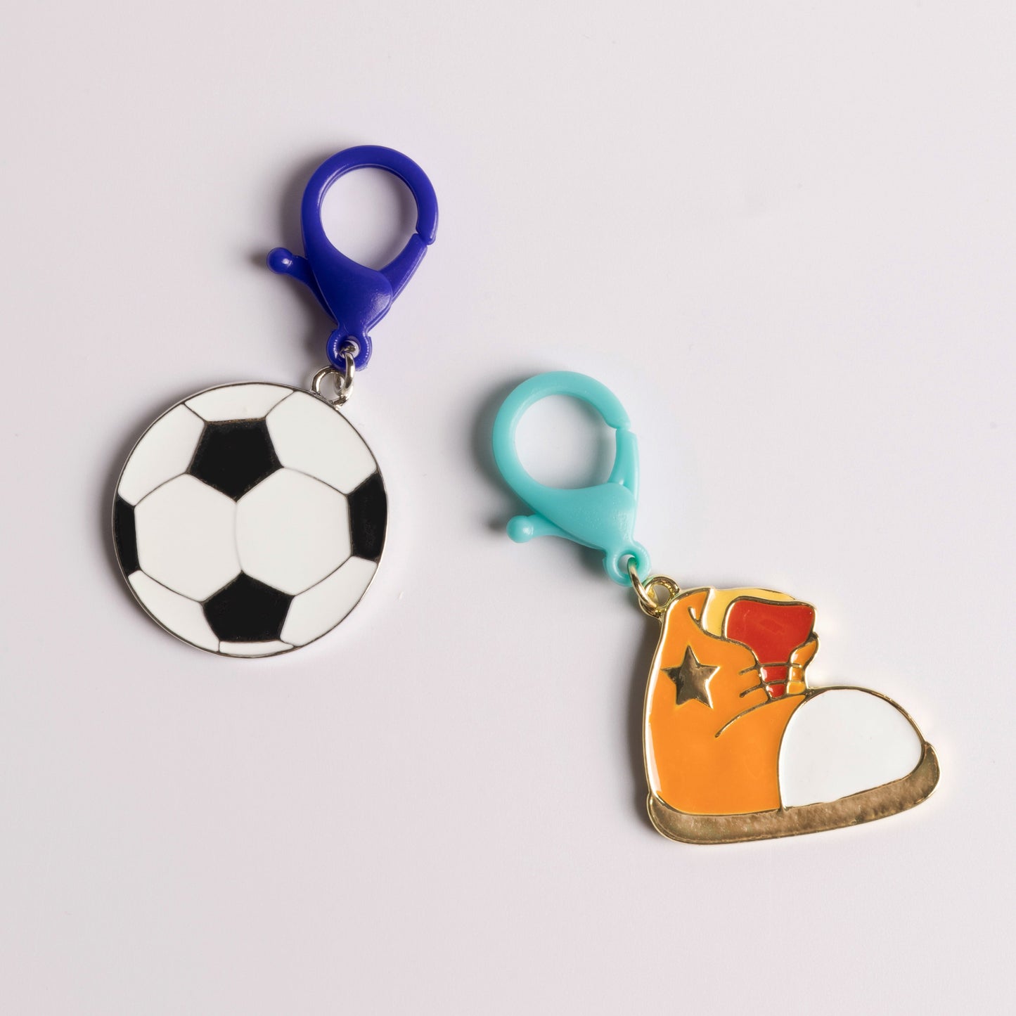 JMBM Kids Enamel Soccer Ball and High-Top Sneaker Backpack Charm Duo