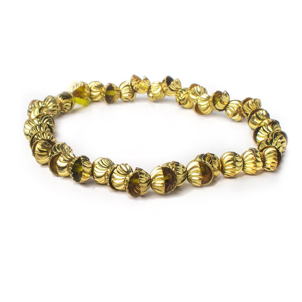 6mm Brass Curved Fluted Bead Caps 8 inch