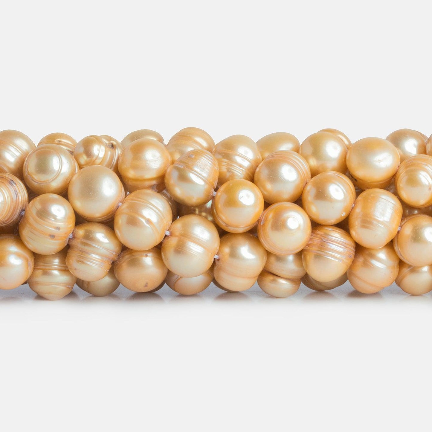 9x11mm Champagne Ringed Baroque Freshwater Pearls 16 inch