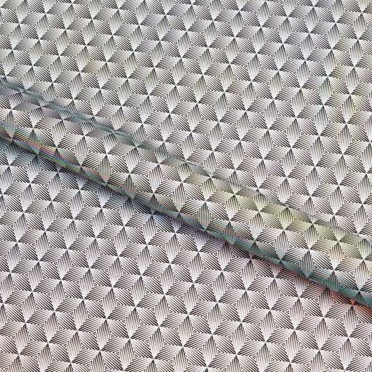 Geometric Foiled Spandex Fabric | Blue Moon Fabrics