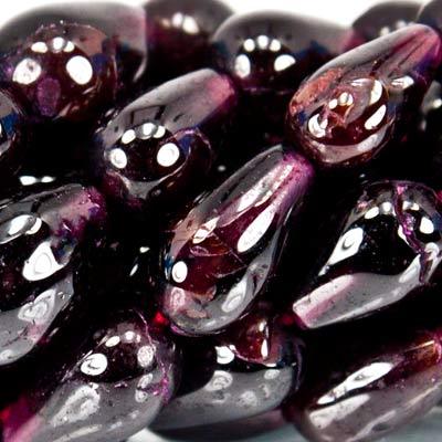 6-8mm Garnet Plain Straight Drilled Teardrop Beads, 16 inch