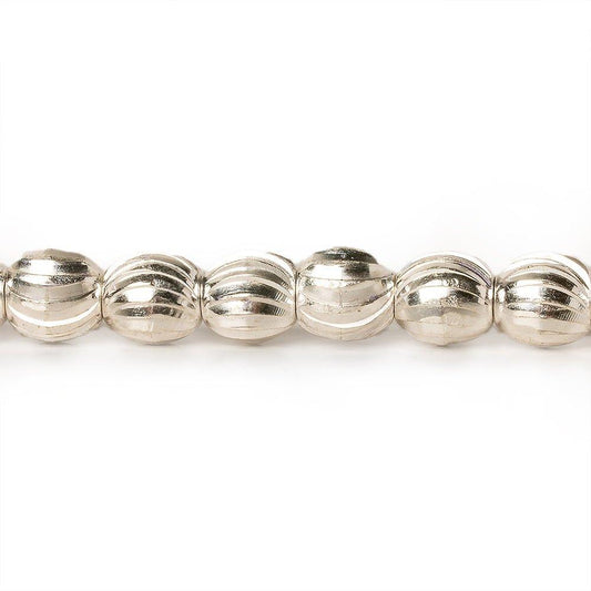 6mm Sterling Silver Plated Brass Curved Groove Rounds 8 inch 37 beads