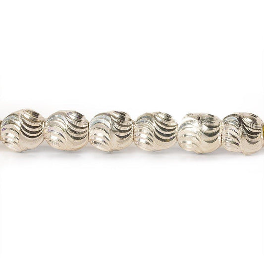 7x6mm Sterling Silver Plated Brass Wavy Ovals 8 inch 34 beads