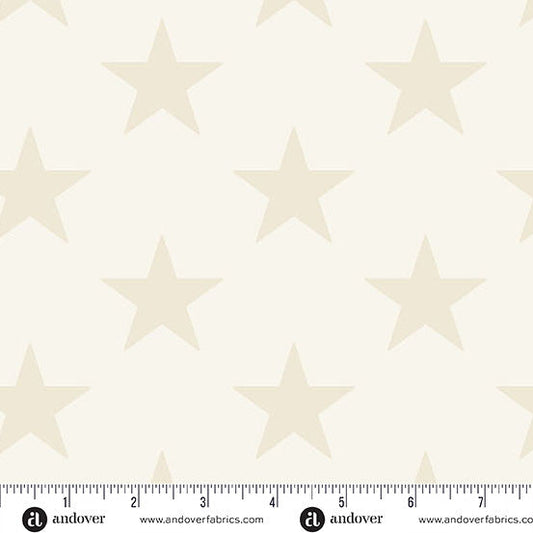 Andover Fabrics Americana Large Star Cream 108" Cotton Wideback Fabric per yard