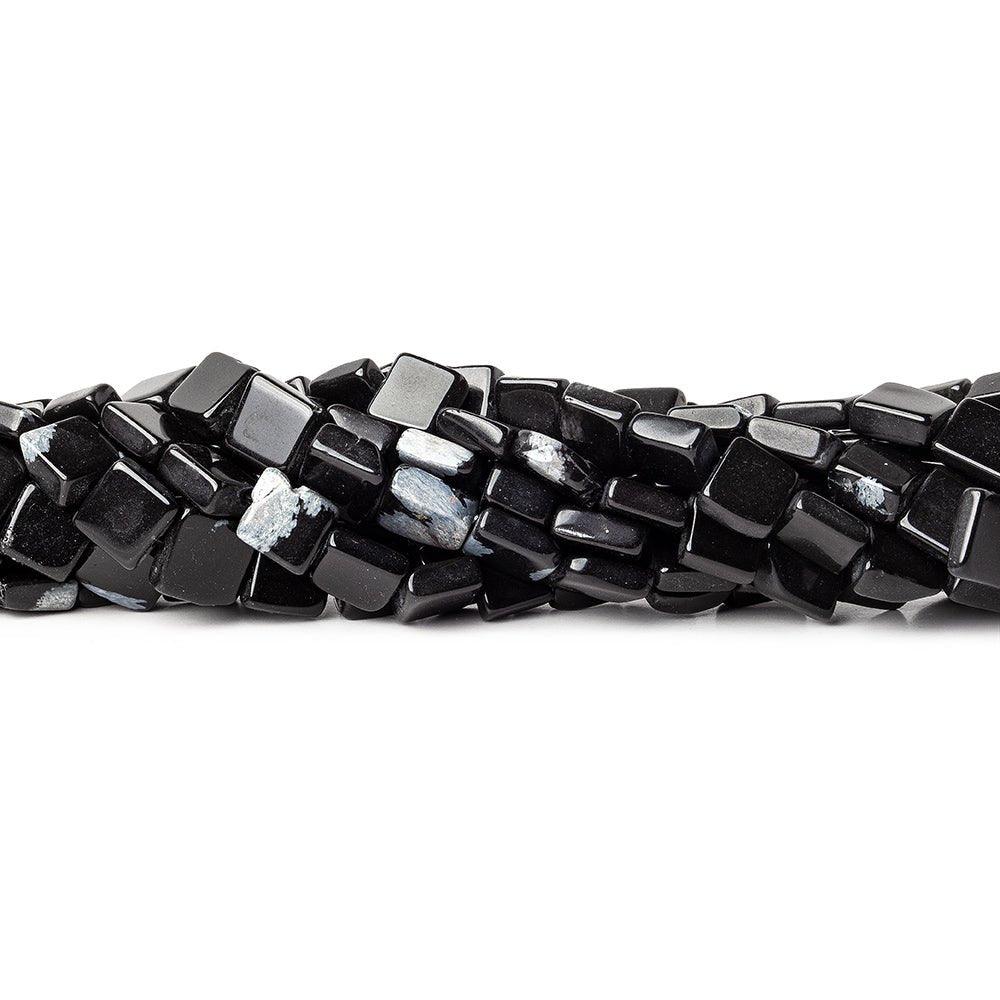 7mm Snowflake Obsidian Plain Square Beads, 14 inch