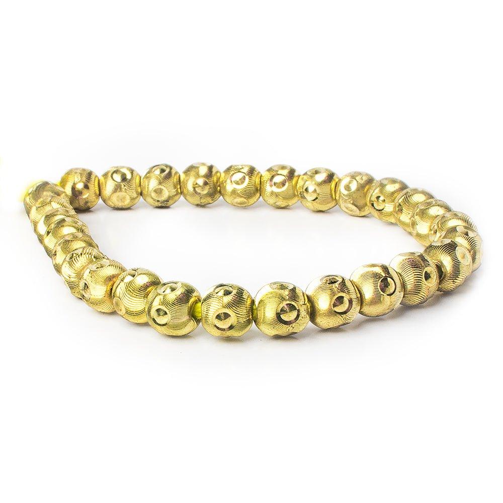 8mm Brass Circle Wave Rounds 8 inch 25 beads