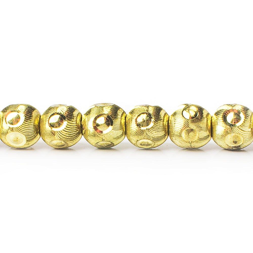 8mm Brass Circle Wave Rounds 8 inch 25 beads