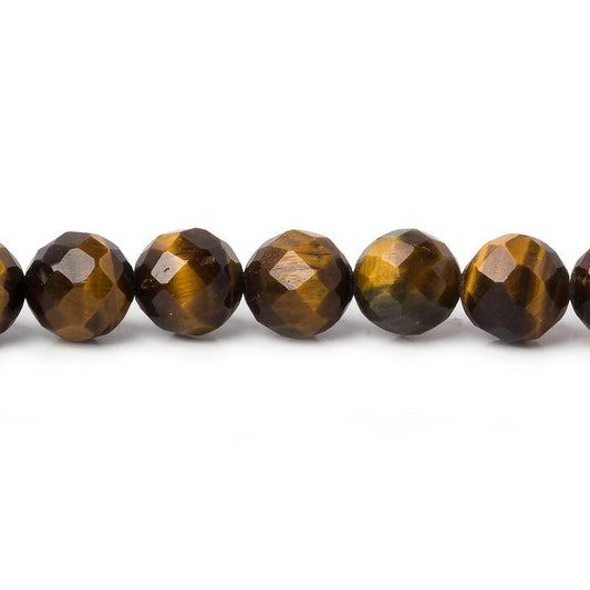 8mm Tiger Eye Faceted Round Beads, 15 inch