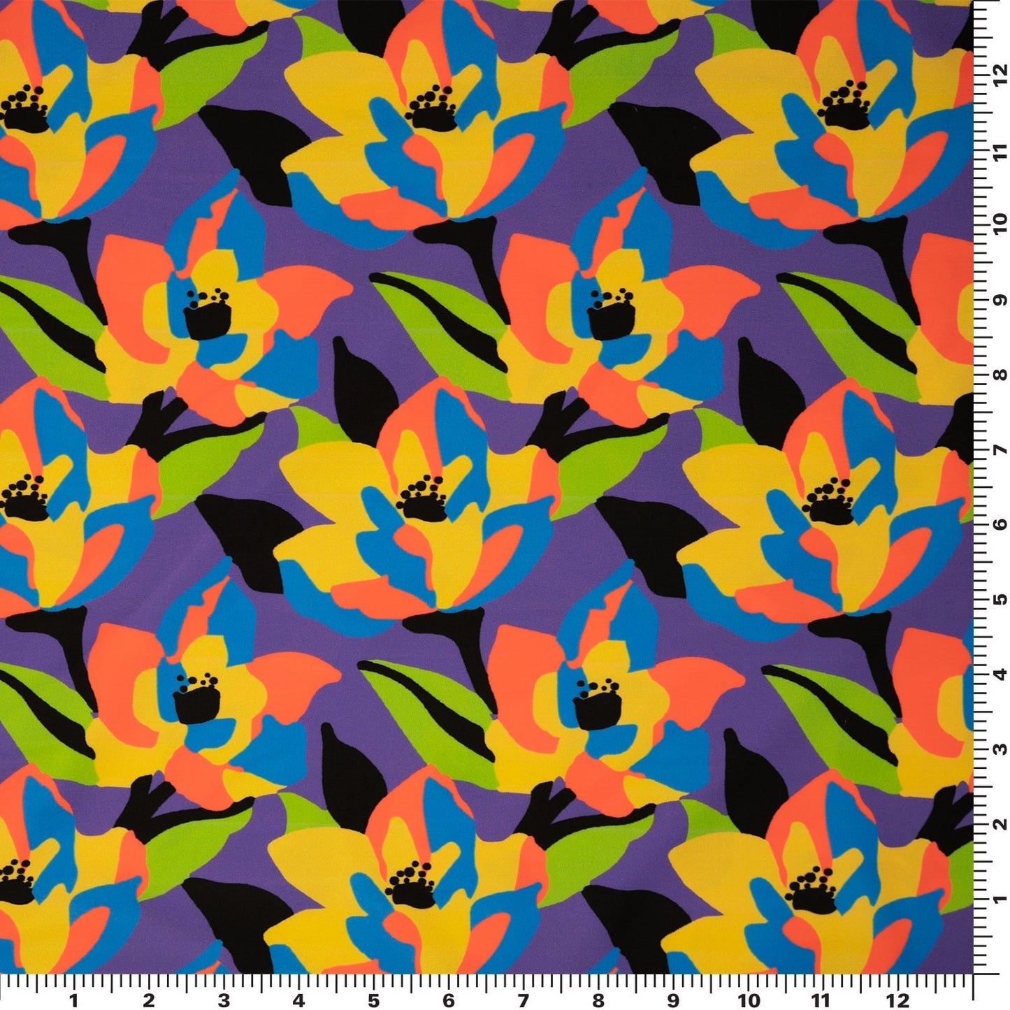 Abstract Painted Lilies Printed Spandex Fabric | Blue Moon Fabrics