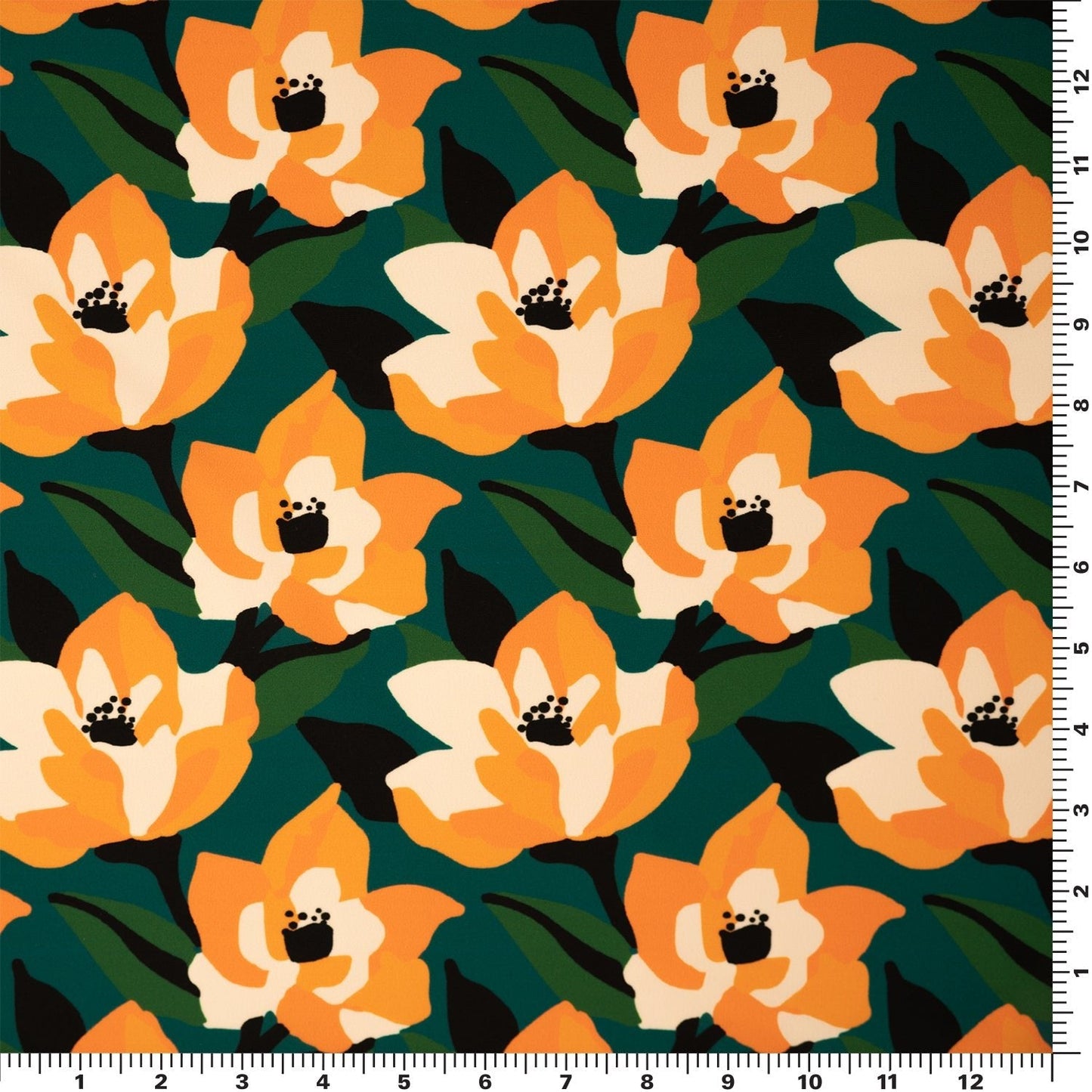 Abstract Painted Lilies Printed Spandex Fabric | Blue Moon Fabrics