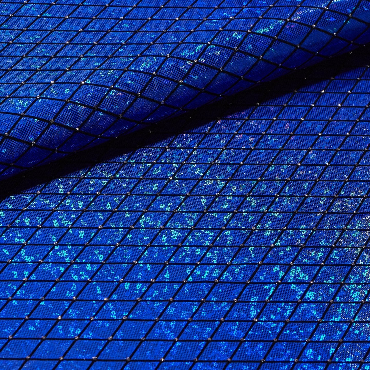 Argyle Shattered Glass Foiled Spandex Fabric | Blue Moon Fabrics