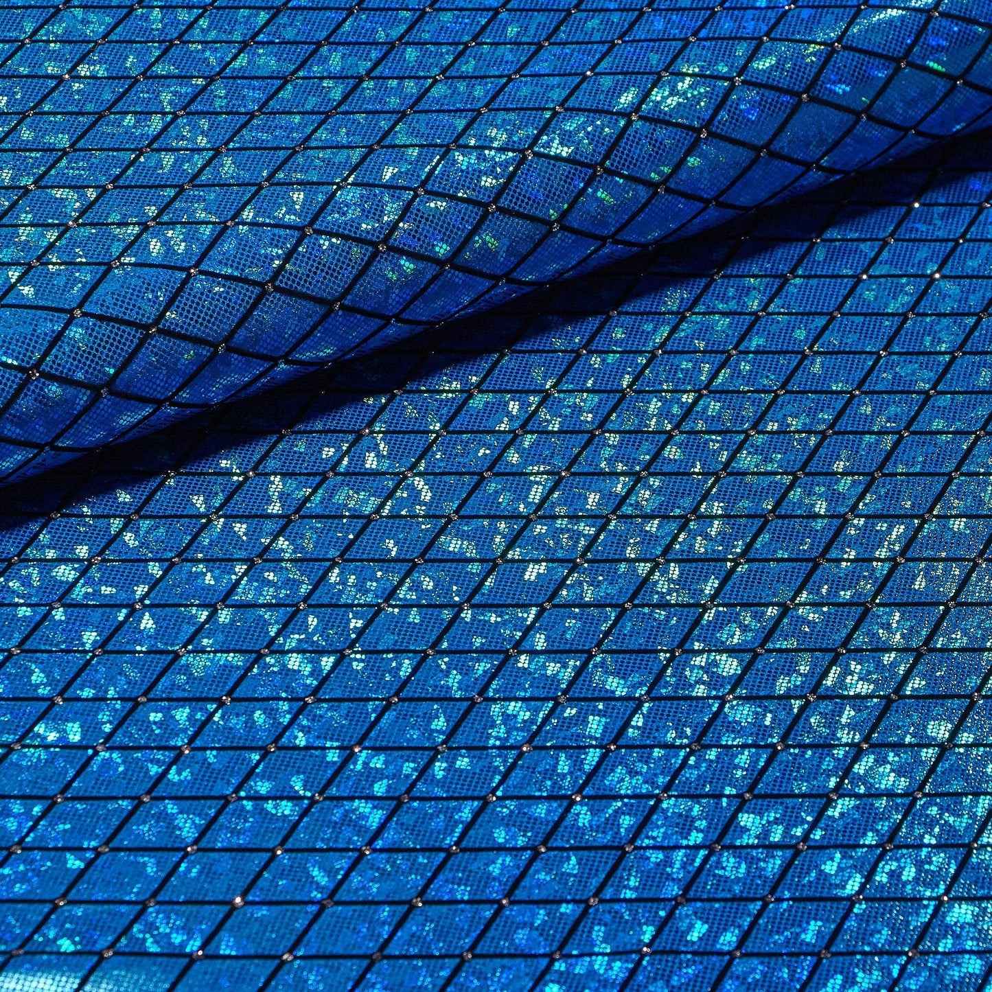 Argyle Shattered Glass Foiled Spandex Fabric | Blue Moon Fabrics