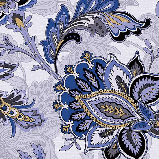 Blue Footstool Cotton Wideback Fabric