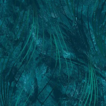 Blue Teal Go With The Flow Cotton Wideback Fabric per yard