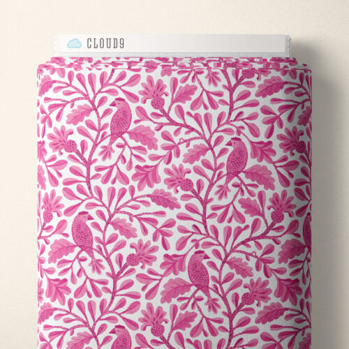 Bubblegum Roux Birds and Branches Cotton 44/45 Fabric Per Yard